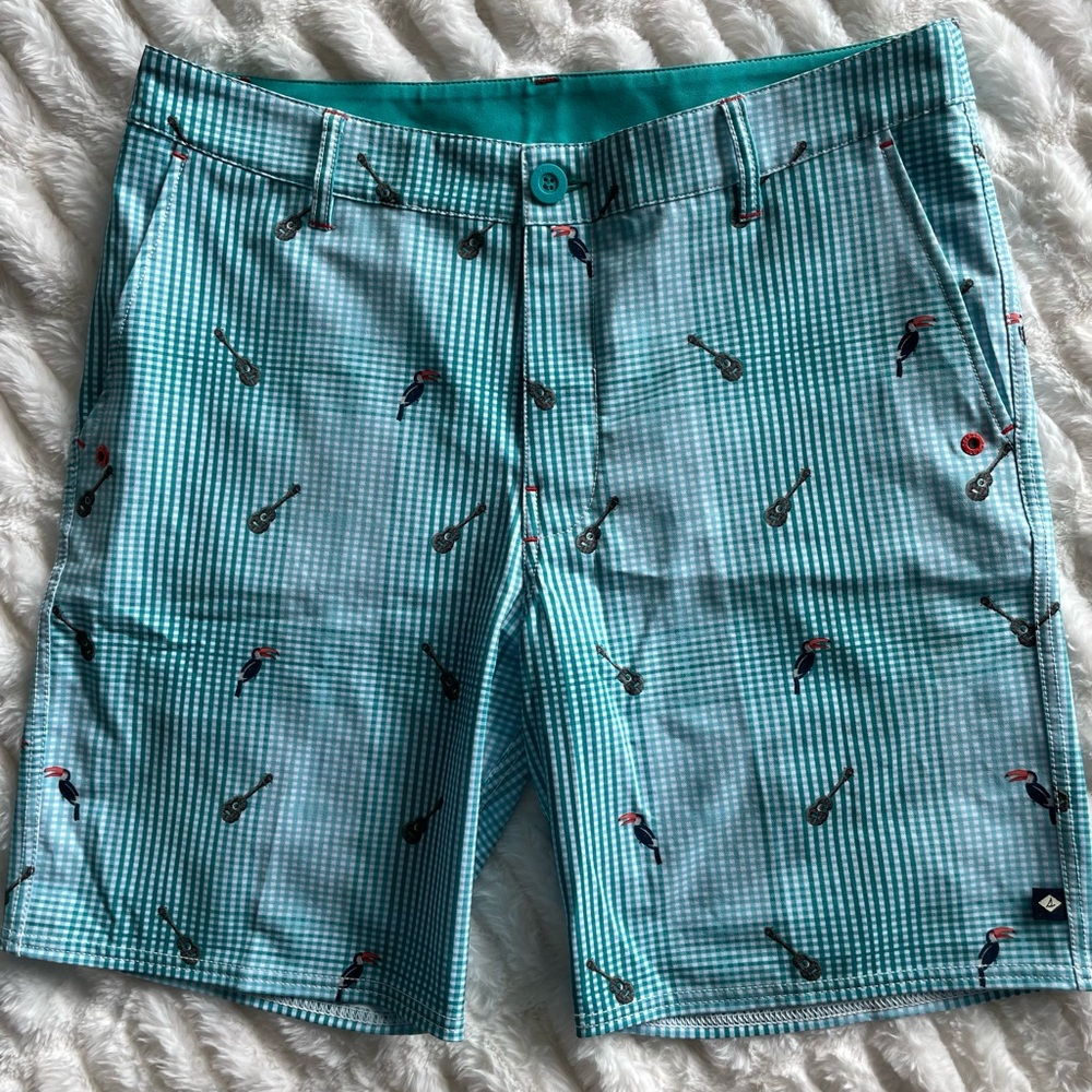 SPERRY Top Sider Aqua Blue Shorts Size 34 Toucans & Guitars